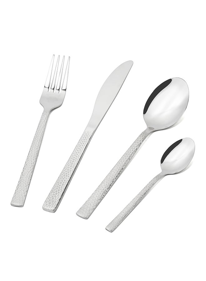 أولييرو طقم أدوات طعام متين وأنيق مكوّن من 24 قطعة لراحة استخدام ومائدة أنيقة – فضي - Image 3